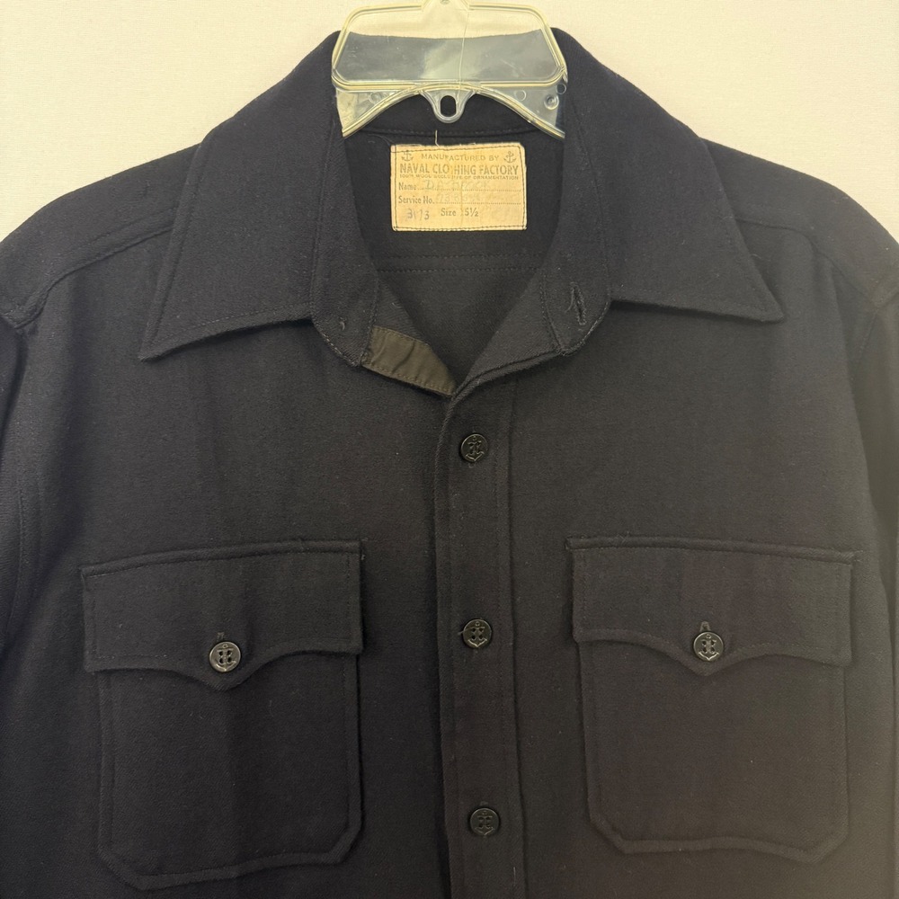 Vintage US Navy Wool Work Shirt Jacket Naval Clothing Factory Size 15 1/2